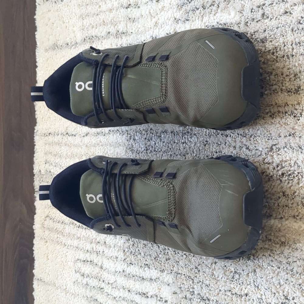 On Running Women's Cloud Waterproof Olive Athletic Shoes - Picture 4 of 6